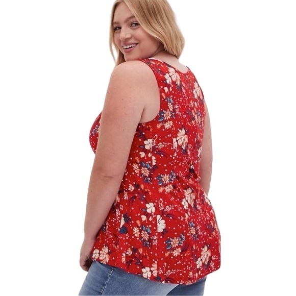 NWT Torrid Tank Sleeveless Floral Summer Red Top Size 5X - Picture 3 of 7